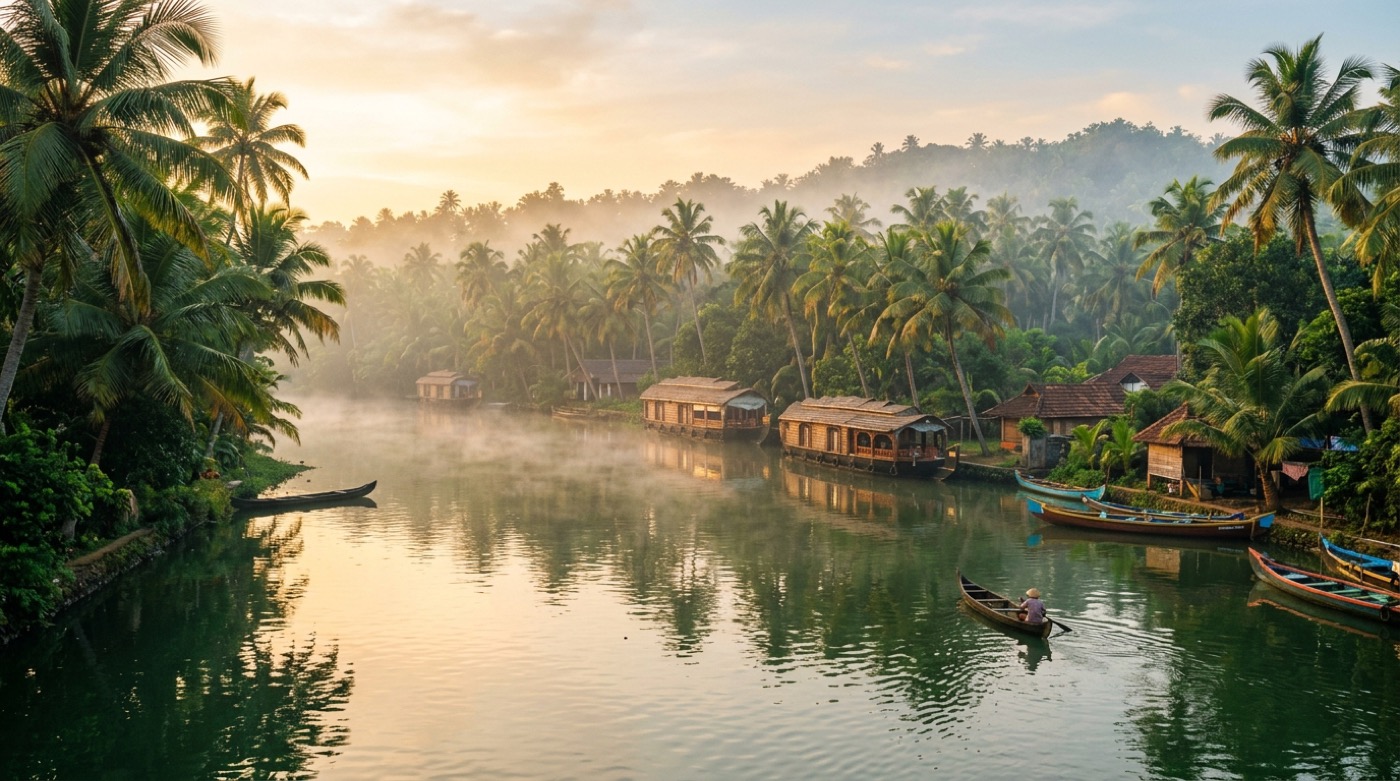 Lush Kerala nature and backwaters environment