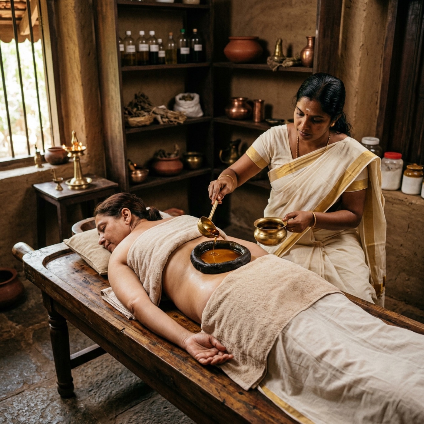 Therapeutic Kati Vasti treatment session